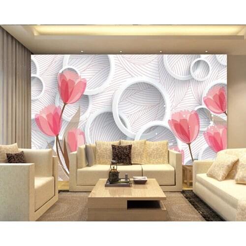 Custom flowers wallpaper 3D, the circle of small red flower for the living room bedroom TV background wall waterproof wallpaper