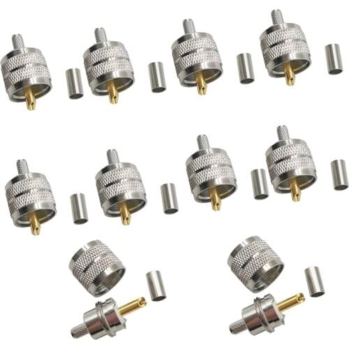 5/10Pcs UHF Male PL259 RF Coax Connector UHF PL259 Male Plug Crimp RG58 RG142 LMR195 RG400 Coaxial Cable Straight Connector