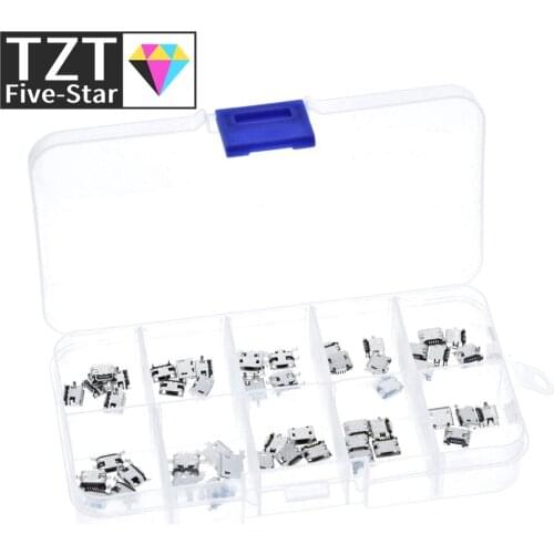 50 Pcs/box 10 Models Micro USB Connector Socket Jack USB Connectors Set for MP3/4/5 Lenovo ZTE Huawei Samsung SONY Xiaomi HTC