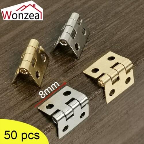 50pcs Mini Metal Hinge for 1/12 House Miniature Cabine Dollhouse Miniature Furniture Cabinet Closet Mini Hinges 11mm *8mm