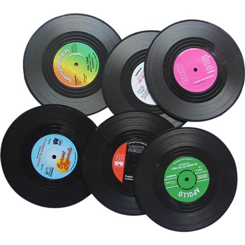 6Pcs Colorful Coaster Retro Vinyl Record Disk Coasters For Drinks With Gift Box Funny CD Cup Mats Kitchen Accessories Tools 2021