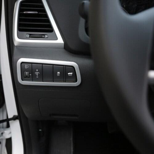 ABS Chrome matte Inner Centre Control Molding Multifunction Interior Headlight Button Frame Cover For Hyundai Tucson 2016 2017