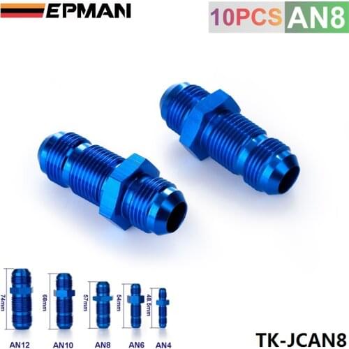 AN8 AN-8 MALE THREAD STRAIGHT BULKHEAD FLARE BLUE ALUMINUM ANODIZED FITTING TK-JCAN8