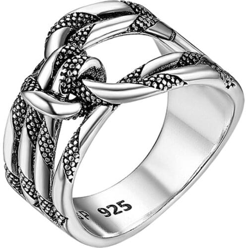 BONISKISS Intertwined Crossover Statement Ring Fashion Chunky Band Rings for Women Men Silver Plated Wide Index Finger Rings