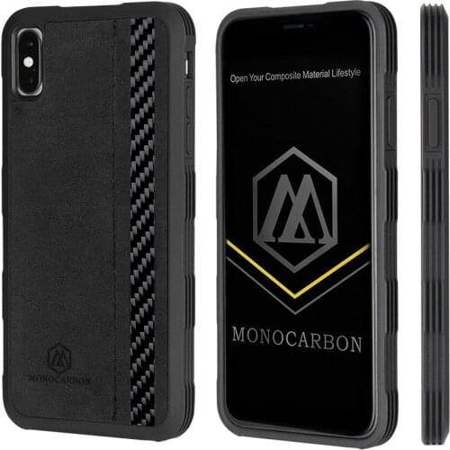 MONOCARBON Carbon Fiber + Alcantara Case for iPhone X XS XR XS Max Anti Shock Proof Cover Style - Drop Tested