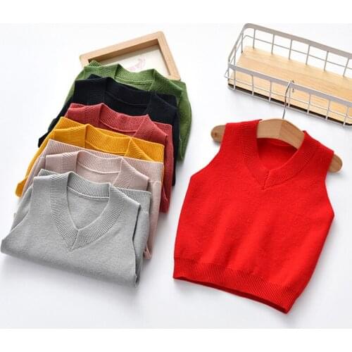 Baby Boys Kids Cotton Vest Sweater Girls Knitted Inner Tops Children Winter Soft Warm Tops Solid Color Homewear 0-5Y Clothes
