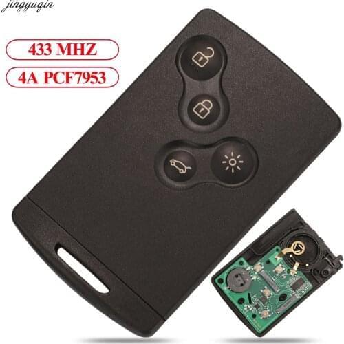Jingyuqin Remote Car Key 433MHz 4A PCF7953 Chip For Renault Clio IV Captur Passive Smart Card Keyless-Go Entry HandsFree Control