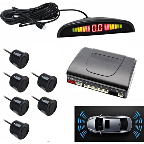 Driintel Car Auto Parktronic LED Parking Sensor with 6 Sensors Reverse Backup Car Parking Radar Monitor Detector System Display