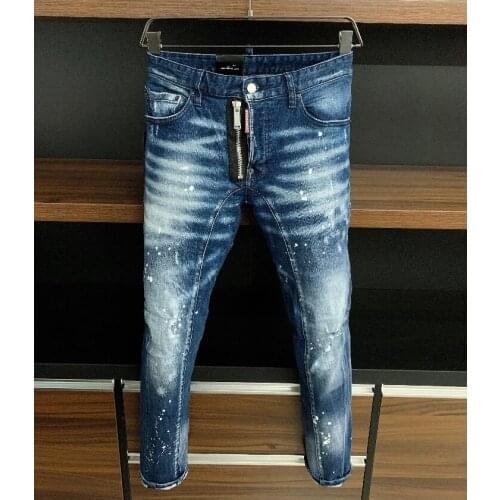 Jeans Pants Design Cool Top Jeans Men Slim Jeans Denim Trousers Blue Hole Pants Jeans For Men A382