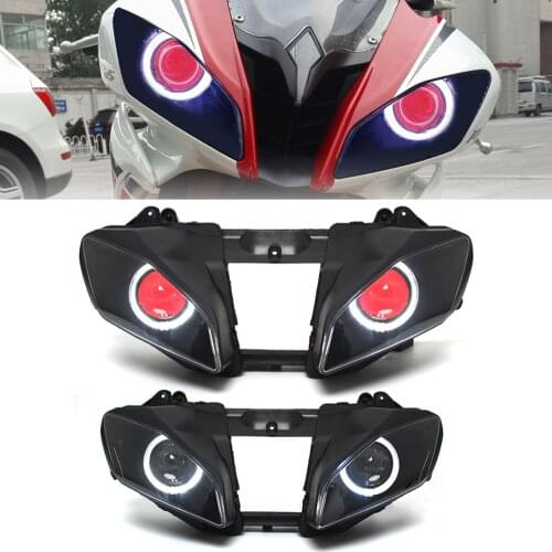 White Angel Eyes Red Demon Eyes Motorcycle Custom Projector Headlight Assembly HID Headlamp For Yamaha YZF R6 2006 2007
