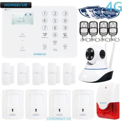 HOMSECUR Wireless&wired 4G/GSM LCD Home Security Alarm System+PIR+5*Door Sensor GA01-4G-W