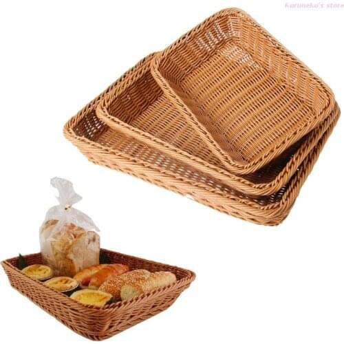 Neko Home Square Artificial Rattan Harden Storage Basket Organizer Food Fruit Bins
