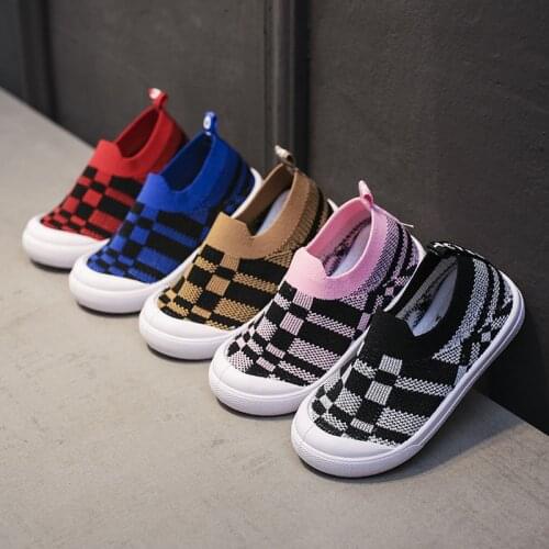 Boys Girls Walking Shoes Infant Lightweight Breathable Casual Children Running Sneakers Slip-on Knit Socks Shoes for Kids Traine