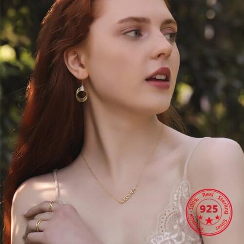 Hot Sale 100% 925 Silver Korea Style Simple Trendy Letter Love Pendant Choker Clavicle Necklace Jewelry for Women