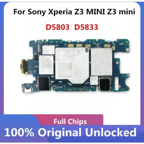 For Sony Xperia Z3 MINI Z3 mini D5833 D5803 Motherboard Unlock Mainboard With Full Chips Android OS Logic Board Good Working