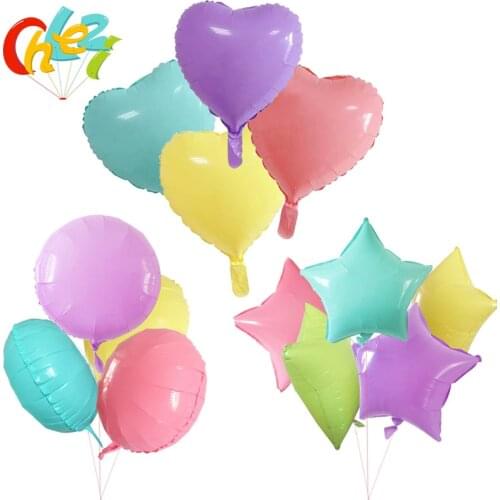 Wholesale 50pcs/lot Candy color Macarons Foil balloon 18 inch Heart Star Round Ice cream color Wedding Birthday party decoration