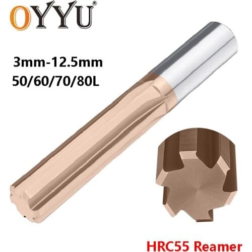 OYYU Tungsten Steel Chucking Reamer Straight Flute Coated HRC55 H7 Machine Reamers Carbide CNC 3mm 4mm 5mm 6mm 12.5mm