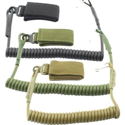 Adjustable Molle Airsoft coil sling military elastic spring rope belt backpack lanyard strap outdoor hunting pistol tool 3 color