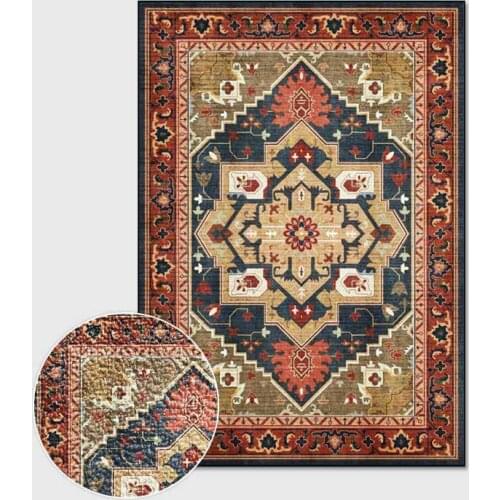 Retro European Style Family Rug Classic Ethnic Home Carpets for Living Room Bedroom Area Rugs Non-Slip Study Floor Mat Washable