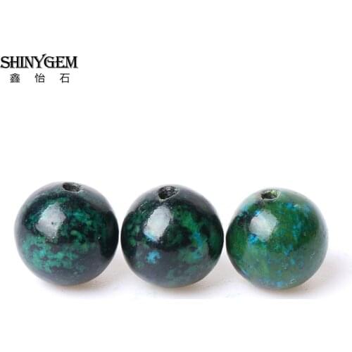 ShinyGem 2020 Natural Stone Irregular Chrysocolla10mm Green Phoenix Dyed Color Round Beads For DIY Jewelry Making 20pcs/Lot