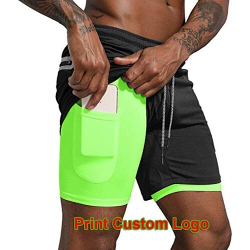 Running Shorts Men 2 In 1 Sportswear Man Male Gym Shorts for Jogging Mens Sports Pants Double-Deck Quick Dry Crossfit Fitness