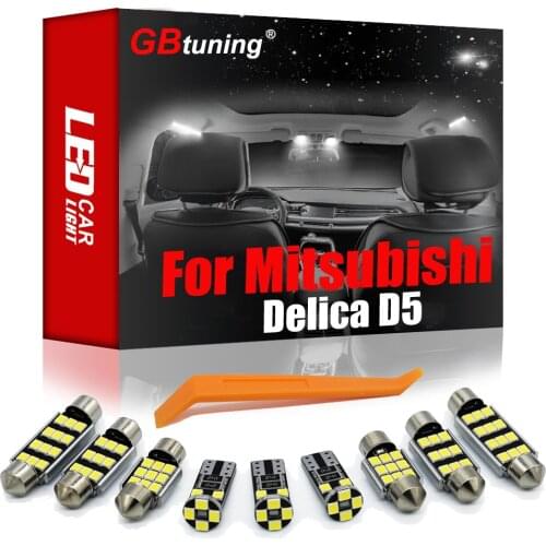12PCS For Mitsubishi Delica D:5 D5 CV5W CV2W (2007-2018) Car Dome Auto Lamp Canbus LED Interior Reading Accessories Light Kit
