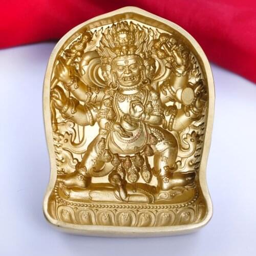 Tibetan Buddhism / black Mahaga dharmapalas wipe six arm mold / Brass / tsa tsa par Buddha boutique dedicated to Religion