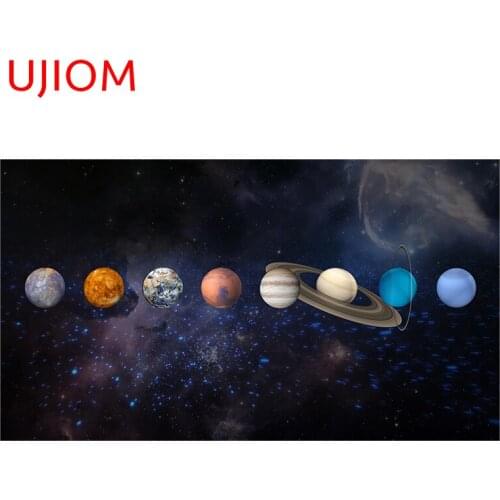 UJIOM Planet Solar System Bedroom Room Decor Wall Stickers Waterproof Living Room Decor Bathroom Toilet Vinyl Wallpaper Decals