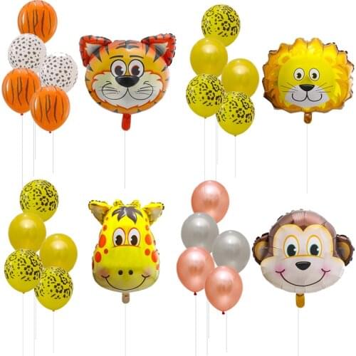 1Set Tiger Zebra Cow Lion Animal Air Helium Latex Balloon For Kids Gift Birthday Party Decor Animal Zoo Theme Supplies Toys