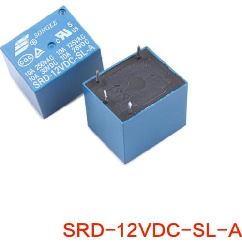 10 Pcs DC 12V Coil SPDT 4 Pin Mini Power Relay PCB Type SRD-12VDC-SL-A High quality