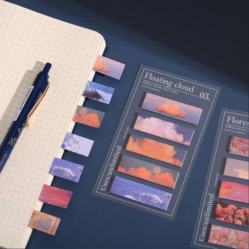100pcs/set Cute Stationery Memo Pads In Style Flowers Snow Mountains Clouds Sunset Waves Office Stationery Sticky notes