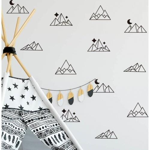 12pcs Geometric Hills DIY Wall Stickers Simple Moderrn Nordic Ins Style Baby Bedroom Wallpaper Living Room Nursery Home Decals