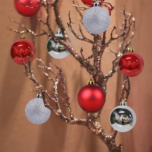 24Pcs 4/6/8cm Christmas Ball Ornament Baubles Xmas Tree Window Hanging Decor Christmas Tree Decorations Xmas Party Hanging Ball