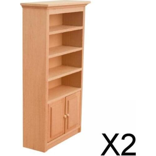 2x1/12 Doll House Wood Cabinet Bookshelf Model Living Room Supplies Scenery