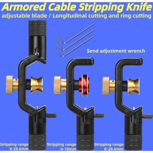 FTTH Fiber Optic Cable Stripper Longitudina&Transverse Armoured Cable Stripper Cable sheath Stripper 4-10mm&8-28mm Cable Slitter
