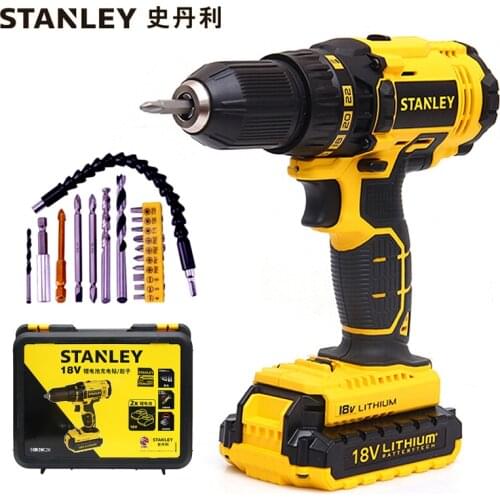 STANLEY Cordless Electric drill Brushless Impact Drill SCD20C2K Rechargeable DC 18V Lithium-Ion Battery Screwdriver Power Tools