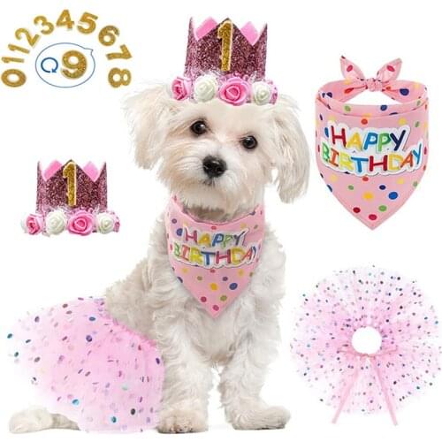 Legendog Pet Birthday Bandana Funny Cute Dog Bandana Pet Drool Bib Pet Birthday Party Supply Dog Scarf Collar Dog Accessories