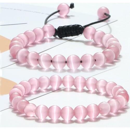 Women Cat Eye Beads Bracelet Colorful Natural Opal Stone Men Crystal Chakra Strand Stretch Bracelets&Bangles Friend Gift Jewelry