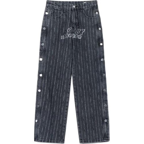 2020 Hip Hop Harem Pants Men Women Streetwear Oversized Joggers Pants Jeans Harajuku Side Buckle Striped Graffiti Men Trousers