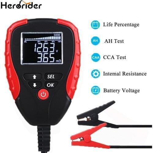 Digital 12V Car Battery Tester Battery Load Tester and Analyzer of Battery Life Percentage Voltage Resistance and AH CCA Value