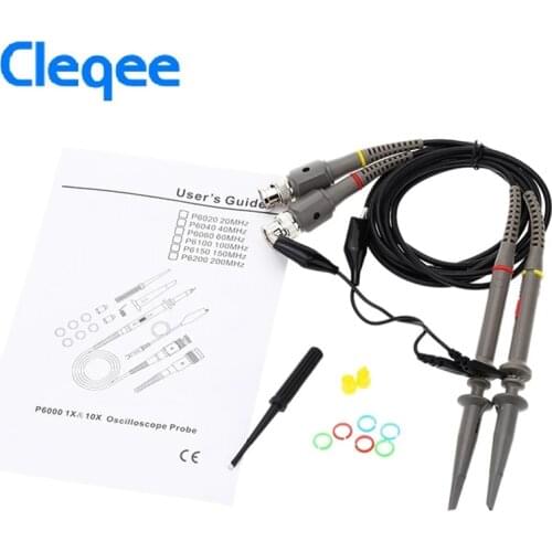 Cleqee 2PCS P6060 Oscilloscope Probe 60MHz Clips For Tektronix oscilloscope HP X1/X10 DC-60MHz