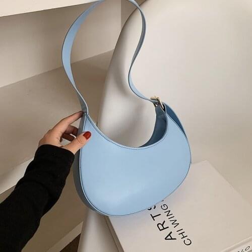 Half Moon Design Underarm Saddle Bag Female Quality Leather Small Shoulder Bags 2021 Women Brand Luxury Party Handbags & Purses