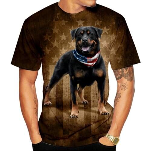 Rottweiler Print T-shirt Mens Fun Fashion Outdoor Animal Clothes O-neck German Shepherd T-shirt 2021