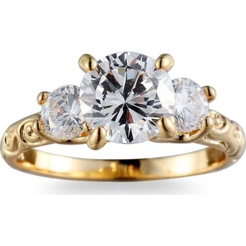 KC-074 Female Cross white Fashion White & gules Gold Simple Jewelry Promise Engagement Rings For Women Birthday Stone Gifts