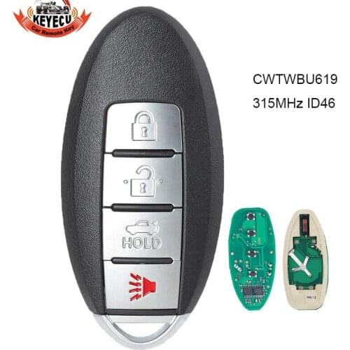 KEYECU Smart Remote key 4 Button 315MHz ID46 Chip for Infiniti FX35 FX45 2005-2008 FCC ID: CWTWBU619