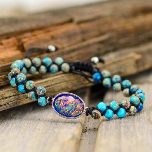 Classic Charm Bracelets Emperor Jasper String Braided Macrame Bracelets Teengirls Wrap Bracelet Femme Women Jewelry