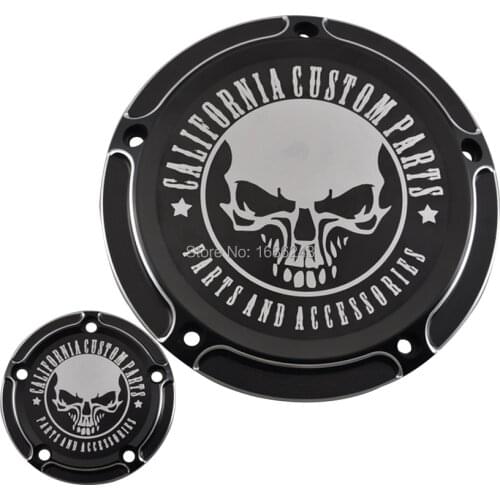 Custom Skull Derby Timer Clutch Timing Covers Master Cylinder Chain Inspection Cover Accessories For Harley Dyna Softail 99-17