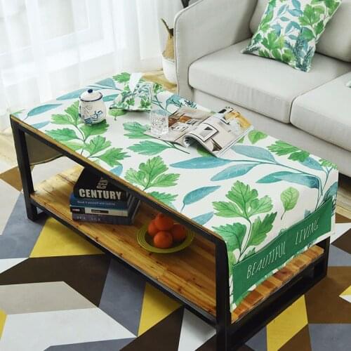 Nordic style green plant pattern Multifunction table cloth TV cabinet coffee table cover towel cotton Rectangular tablecloths