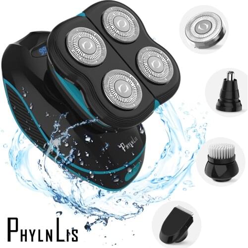 Men Head & Face Shaver Mini Trimmer Cordless Clipper Fast Rechargeable Rotary Bald Shaver Waterproof Barber Kit Phylnlis 8608