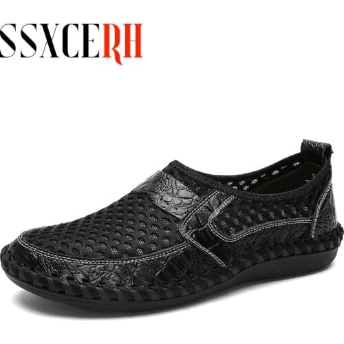 Summer Spring New Big Size 38-50 Summer Breathable Mesh Men Casual Shoes For Comfortable Handmade Men Lace-Up Loafers Male Shoes